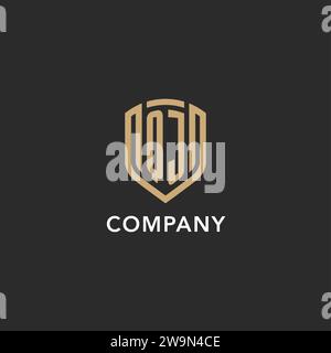 Initial QJ Shield Logo Monoline Style Modern And Luxury Monogram Logo