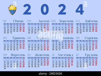 Simple Calendar Template In Ukrainian For Years Week