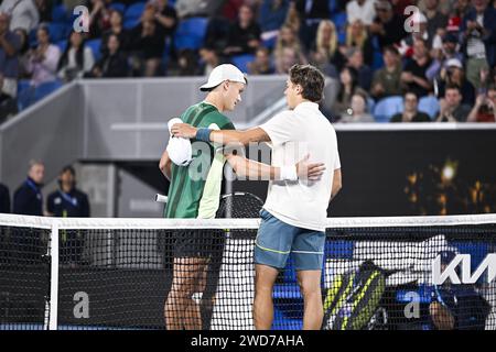 Holger Rune And Arthur Cazaux During The Australian Open AO 2024 Grand