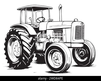 Agricultural Tractor Sketch Farming Concept Vector Illustration Stock