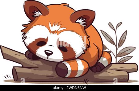 Cute Red Panda Lying On A Pillow Vector Illustration Stock Vector