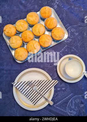 Muffin On Tablecloth Stock Photo Alamy