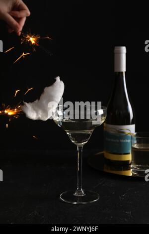 Sparkler Against Black Background Stock Photo Alamy