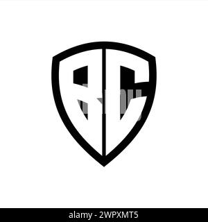 Bc Monogram Logo With Bold Letters Shield Shape With Black And White