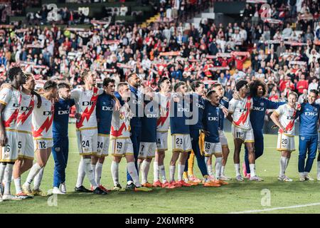 Players Of Rayo Vallecano Celebrate The Victory During The Spanish