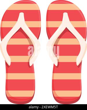 Red And Yellow Striped Flip Flops Isolated On White Background