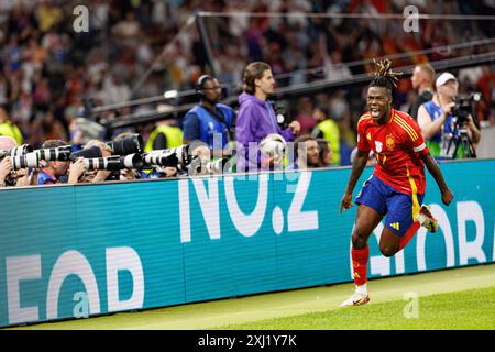 Nico Williams Seen Celebrating After Scoring Goal During UEFA Euro 2024