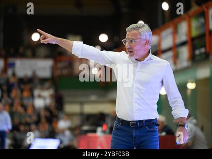 Brussels Head Coach Serge Crevecoeur Reacts During A Basketball Match