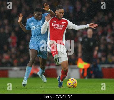 Taiwo Awoniyi Of Nottingham Forest Battles With Matt Doherty Of