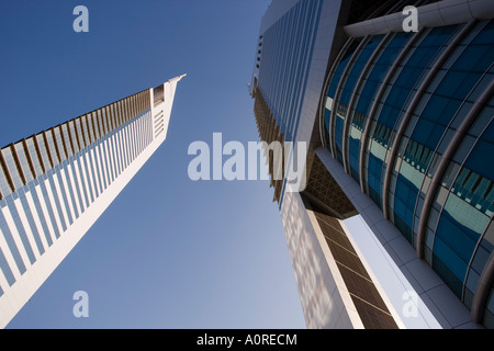 Low View Of The Emirates Towers Shiekh Zayad Road Dubai United Arab