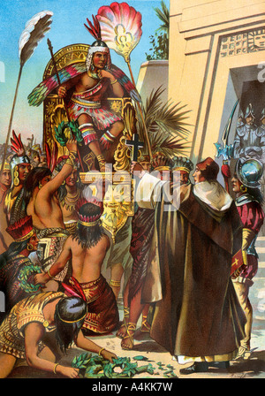 The Meeting Of Francisco Pizarro And The Inca Atahualpa Spanish