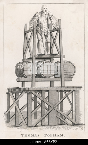 Thomas Topham lifting a collection of barrels
