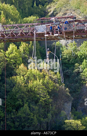 Naked Man Bungy Jumping From A Kawarau Suspension Bridge Queenstown New