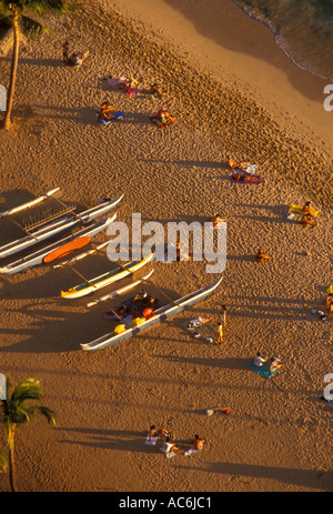 Outrigger Canoes Sand Island Honolulu Harbor Oahu Hawaii Stock