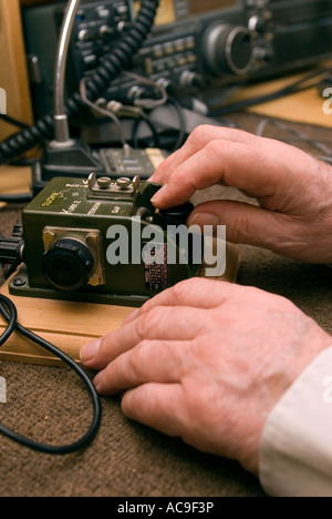 morse code alamy hobby indulging blind amateur radio using man his