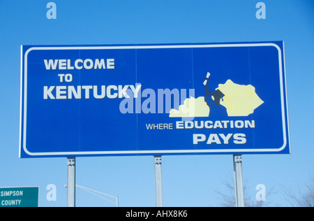 Welcome To Kentucky Road Sign At The State Border Stock Photo, Royalty ...