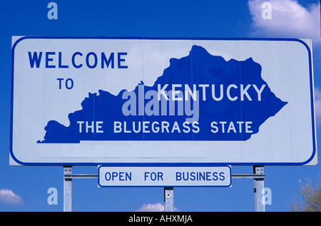 Welcome To Kentucky Road Sign At The State Border Stock Photo, Royalty ...