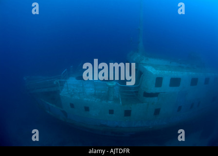 Shipwreck MV Karwela Wreck And Scuba Diver Near Propeller Gozo Malta