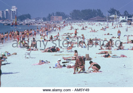 March break crowds on Clearwater Beach near Tampa Florida USA Stock