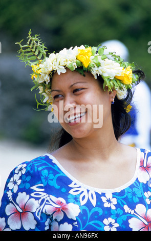 Beautiful Sexy Happy Smiling Tropical Polynesian Woman In Blue Bikini