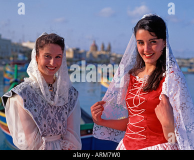 Women In National Dress Malta Stock Photo Alamy