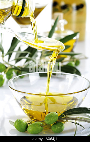 Olive Sprig With Green Olives In Bowl Foodcollection Stock Photo Alamy