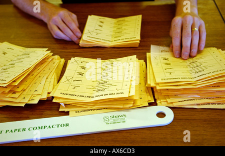 Counting Of Ballot Papers During A Political Election In Britain UK