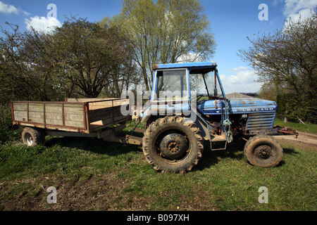 Old British Leyland Tractor And Trailer On A Farm In Steeple Bumpstead The Essex Suffolk Old British Leyland Tractor And Trailer On A Farm In Steeple Bumpstead The Essex Suffolk