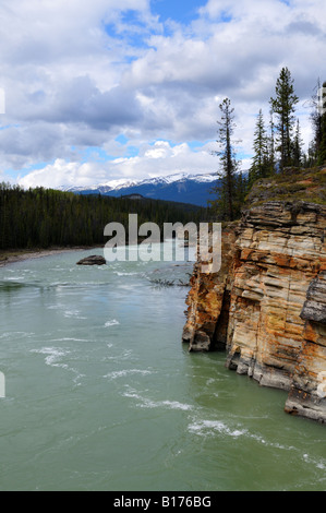 A Vertical Image Of The Fast Flowing Athabasca River In Jasper National