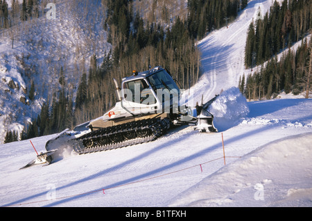 Snowcat Grooming Ski Slopes Steamboat Springs Colorado Usa Stock Photo