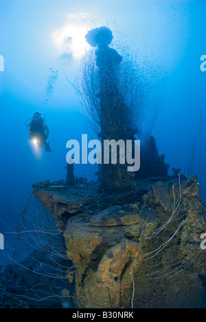 Diver At Wreck Uss Apogon Bikini Atoll Marshall Islands Stock Photo Alamy