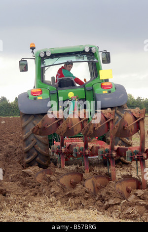 Farmer Using Modern Plough Agriculture Stock Photo Alamy