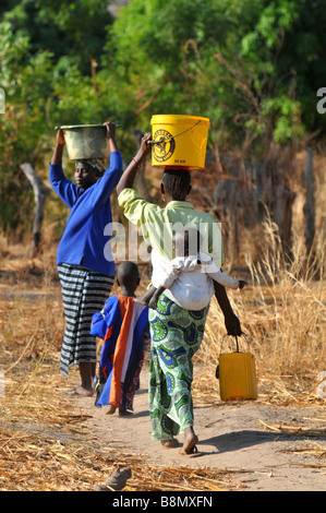 African Women Carrying Buckets On Their Heads Full Of Fishes From