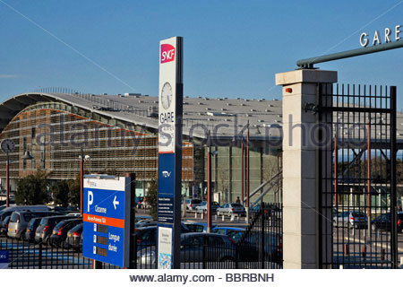 AixenProvence France TGV train station & disembarked holiday Stock