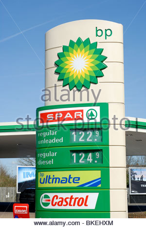 British Petroleum BP Petrol Station Signs With Prices For Fuel Stock ...