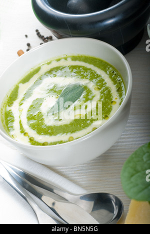 Closeup Of A Bowl Of Spinach Soup Stock Photo Alamy