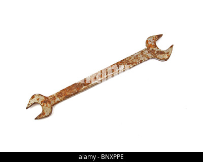 Old Rusty Bent Spanner Isolated On White Stock Photo Alamy