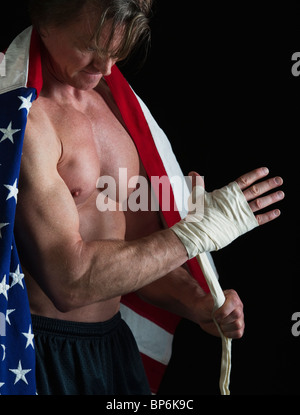 Shirtless Muscular Man With American Flag On Black Background Stock Photo Royalty Free Image