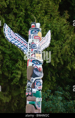 First Nations American Indian Thunderbird Totem Pole At Brockton Point