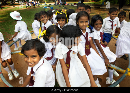 Sri Lankan Children Playing On Goyambokka Beach Near Tangalla Stock 