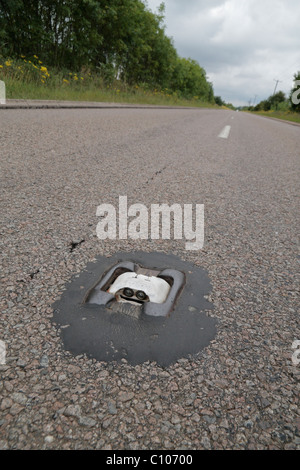 Cats Eyes In The Middle Of The Road Reflect The Sunset At Acol Kent