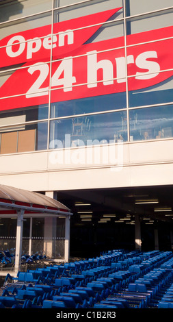 24 Hour shop opening sign, Asda Store, Leckwith, Cardiff, Wales Stock Photo, Royalty Free Image