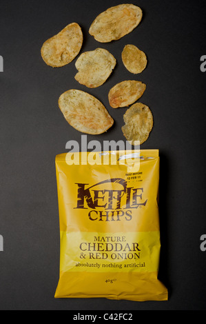 Packet Of Mature Cheddar Red Onion Flavour Kettle Chips Crisps