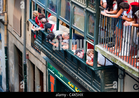 Spectators At The Bull Running San Ferm N Street Partying Pamplona