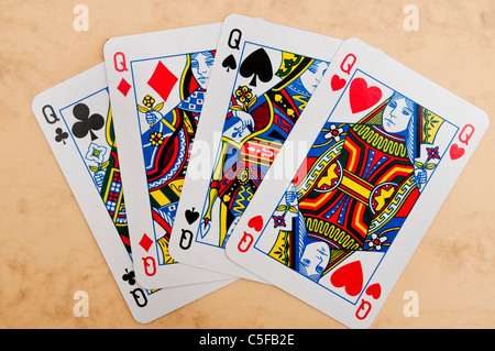 Playing Cards Four Queens Stock Photo Alamy