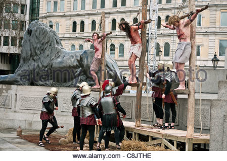 a passion play in trafalgar square in london Stock Photo 