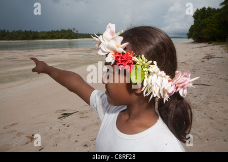 Girl on Tuvalu, island in the pacific. (MR Stock Photo, Royalty Free