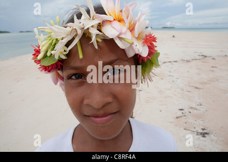 Girl on Tuvalu, island in the pacific. (MR Stock Photo, Royalty Free