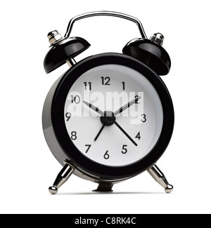 Old Style Alarm Clock With Clipping Path On White Background Stock