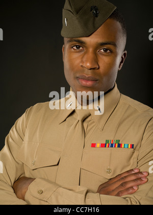 United States Marine Corps Officer In Blue Dress "A" Uniform Stock ...